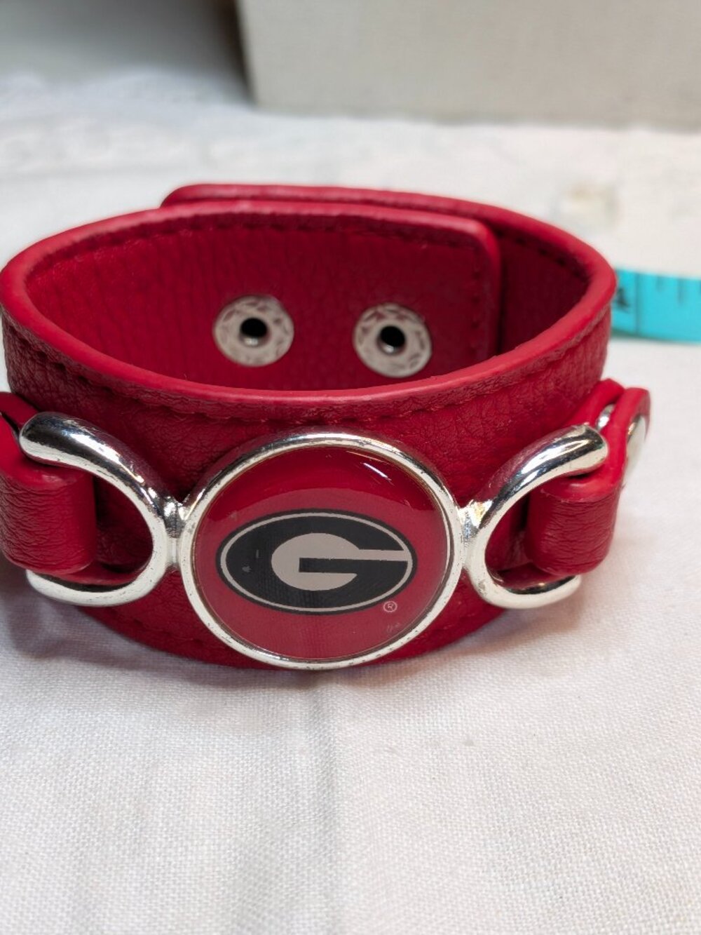 Georgia Bulldogs Red Faux Leather Cuff Bracelet